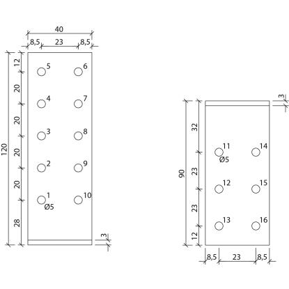 SIMA vinkelbeslag V15, pregalvaniseret, 120 x 90 x 3,0 x 40 mm