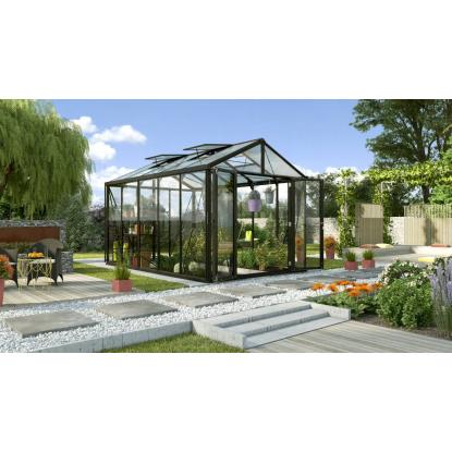 Vitavia Poseidon 10000 drivhus, sort, 10 m², 3 mm hærdet glas + 10 mm polytag