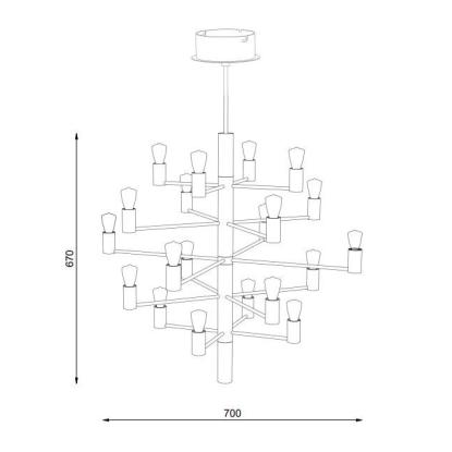 Herstal Manola LED lysekrone, 20 x E14, dæmpbar, sort
