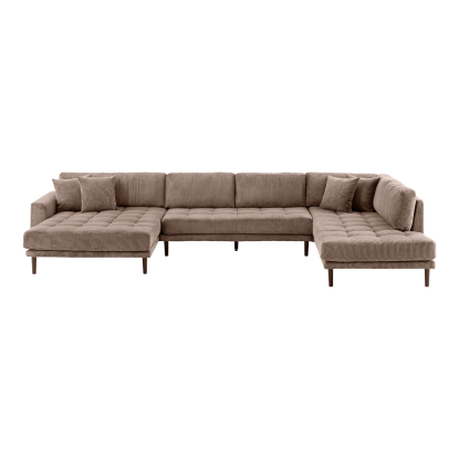 Lido venstrevendt U-sofa med åben ende, brun