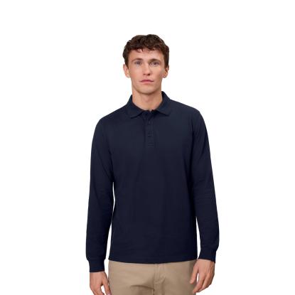 ID 0544 langærmet polishirt med stretch, navy