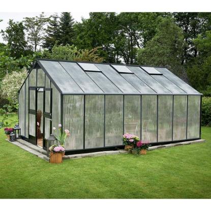Juliana Gartner drivhus 21,4 m², antracit/sort, 10 mm poly