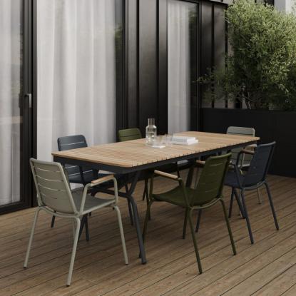 Cinas Parc havestol, lys grå, teak