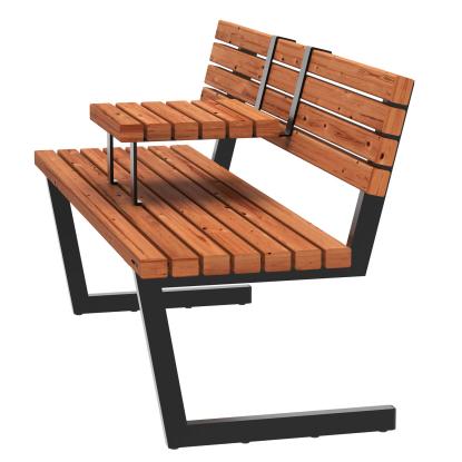 PLUS Relax bænk med hængebord, ThermoWood®, gyldenbrun/fyr, 150 cm