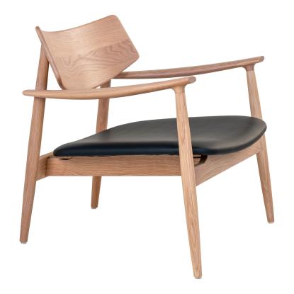 Loungestol, egetræ/PU sæde, natur/sort