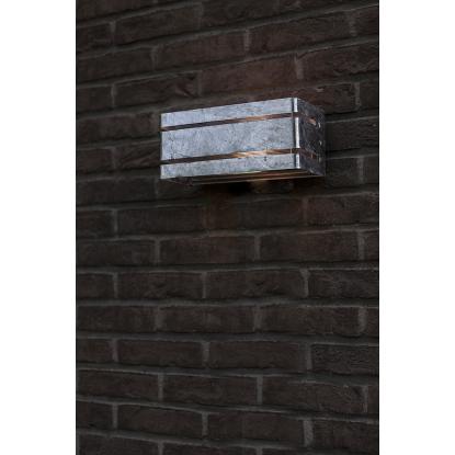 LUTEC VIDAR udendørs væglampe, L25 cm, E27, IP54, galvaniseret stål