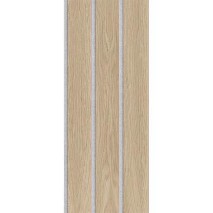 I-Wood Medio+ 3-lamel akustikpanel, hvid olieret, grå filt og lys kerne, egefiner, 16 x 300 mm