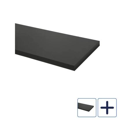 Wallmann hylde, sort melamin, 22 mm