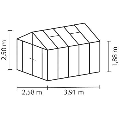 Vitavia Poseidon 10000 drivhus, sort, 10 m², 3 mm hærdet glas + 10 mm polytag