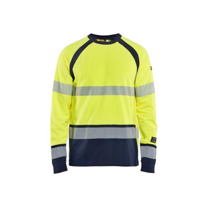 Blåkläder 3436 multinorm t-shirt lang ærme inherent, hi-vis gul/marineblå
