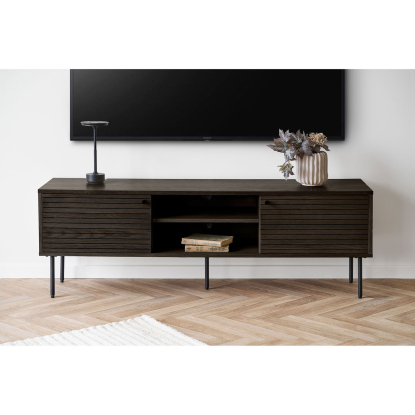 Kyoto TV-bænk, røget egefiner/stål, 150 cm