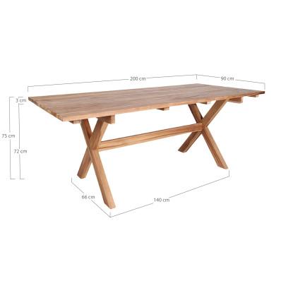 Spisebord i genbrugsteak 200x90xh75cm