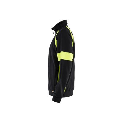 Blåkläder 3567 sweatshirt full zip, sort/hi-vis gul