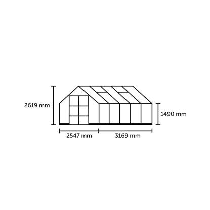 Halls Icon 8 drivhus 8,1 m², grøn, 3 mm glas