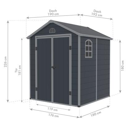 Westmann Universo XL redskabsskur, plast, mørkegrå, 226 x 190 x 192 cm
