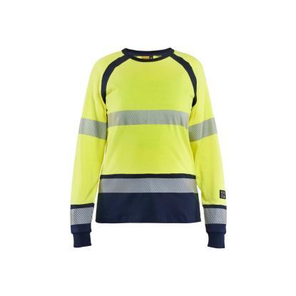 Blåkläder 3437 dame multinorm t-shirt lang ærme inherent, hi-vis gul/marineblå
