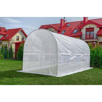 Drivhus med 6 myggenetvinduer, hvid, 4,5 x 2 x 2 meter - 9 m²