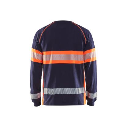 Blåkläder 3510 high vis t-shirt lang ærme, marineblå/hi-vis orange