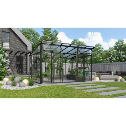 Vitavia Aphrodite 11500 drivhus, sort, 11,5 m², 3 mm hærdet glas + 10 mm polytag