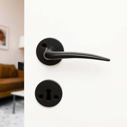 Beslag Design Skagen dørgreb inkl. nøgleplade, mat sort