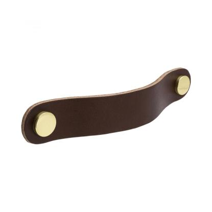 Beslag Design Loop Round greb, 128 mm, brunt læder/messing
