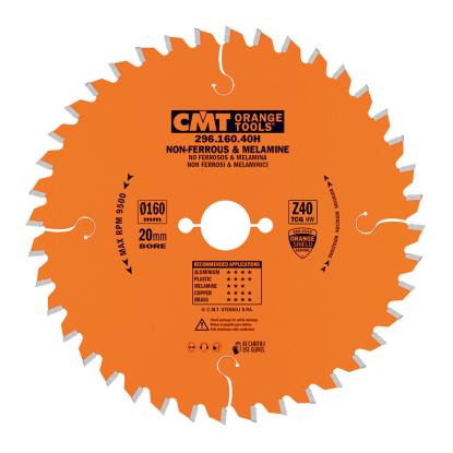 CMT rundsavsklinge til aluminium og plastik, Z40 NE Neg, Ø160 x 2,2 x 20 mm