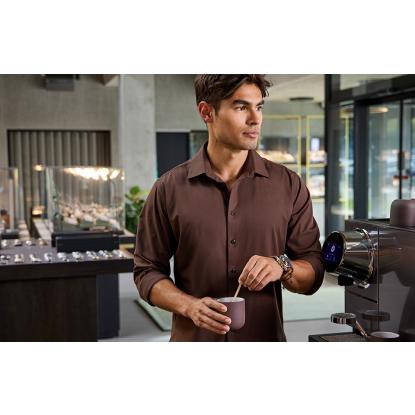 Seven Seas S50 hybridskjorte, modern, mocca
