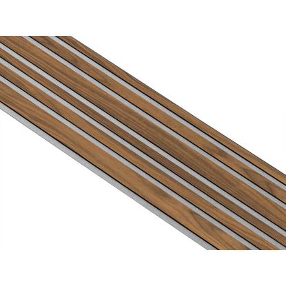 I-Wood Basic Mixed akustikpanel, klar olieret, grå filt og sort kerne, valnøddefiner, 17 x 300 mm 