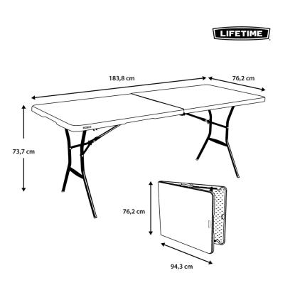 Lifetime sammenklappeligt bord, plast, hvid, 74 x 183 x 76 cm