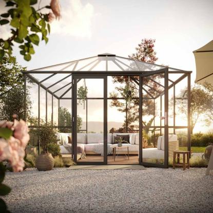 KGT PaviLux pavillondrivhus, antracitgrå, 12,25 m²