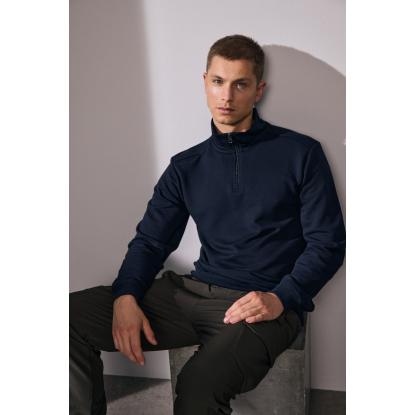 ID PRO Wear CARE 0384 sweashirt med kort lynlås, ubørstet, navy