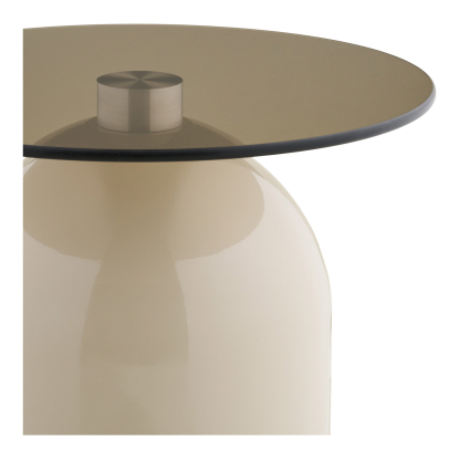 Ravello hjørnebord, beige/røget glas, Ø40 cm