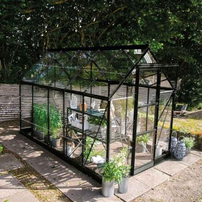 Halls Icon 6 drivhus 6,1 m², sort, 3 mm glas