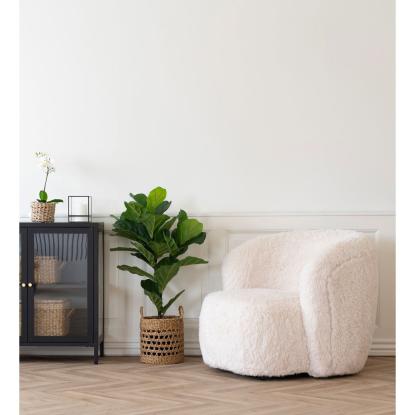 Setubal loungestol i offwhite imiteret pels