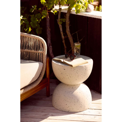 Bonita sidebord i terrazzo look, råhvid, Ø40 cm