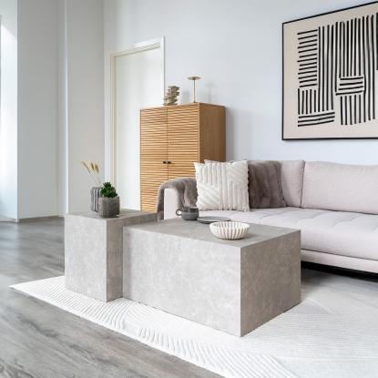 Sidebord, marmor look, beige, 40x40x45 cm