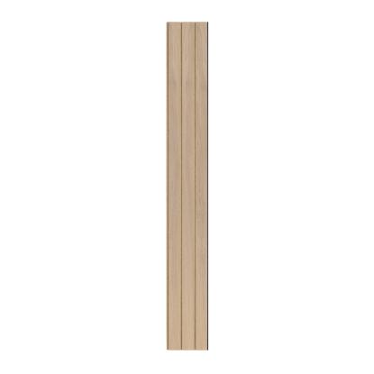 I-Wood Basic 3-lamel akustikpanel, ubehandlet natur, brun filt og sort kerne, egefiner, 17 x 300 mm 