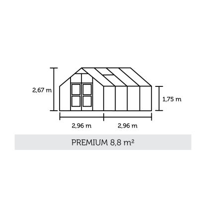 Juliana Premium drivhus 8,8 m², antracit/sort, 3 mm hærdet glas