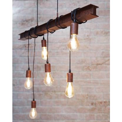 EGLO TOWNSHEND 4 langbordspendel, L100,5 cm, 6 x E27, rust/sort