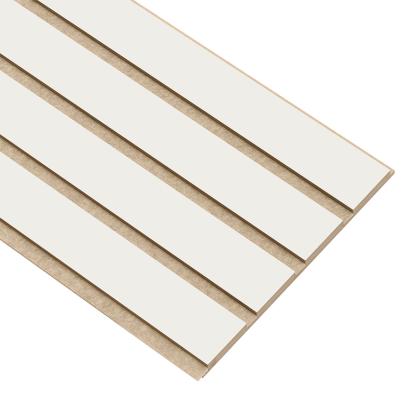 I-Wood Medio+ 4-lamel akustikpanel, hvidmalet, beige filt og lys kerne, folie, 16 x 300 mm
