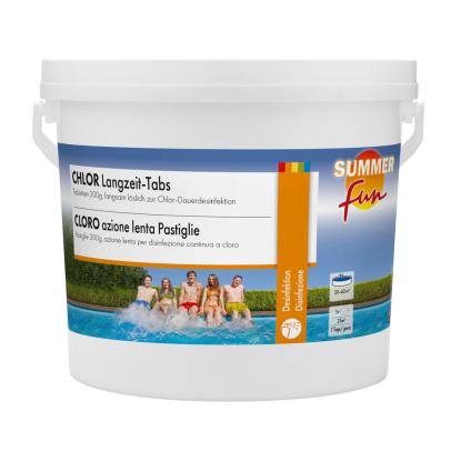 Summer Fun klor langtids-tabs, 200 g tabletter - 2,4 kg
