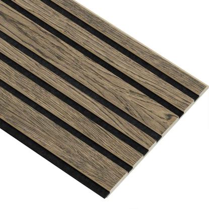 I-Wood Medio+ Mixed akustikpanel, sort olieret, sort filt og lys kerne, egefiner, 16 x 300 mm