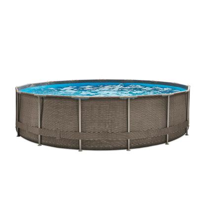 Summer Waves Active Frame pool med filterpumpe og stige, rattan look, brun, Ø457 x 106 cm