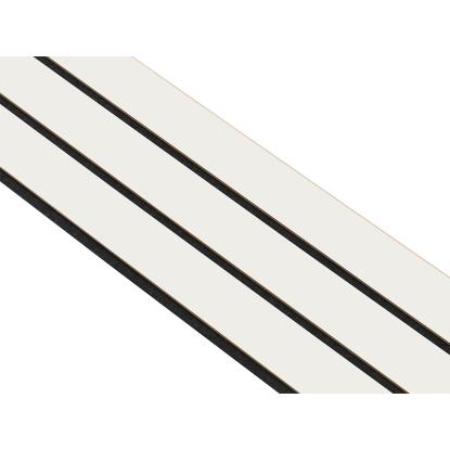 I-Wood Medio+ 3-lamel akustikpanel, hvidmalet, sort filt og lys kerne, folie, 16 x 300 mm