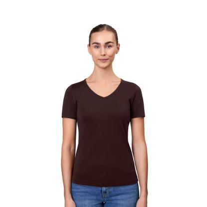 ID 0506 Interlock T-shirt med v-hals, dame, mørk bordeaux