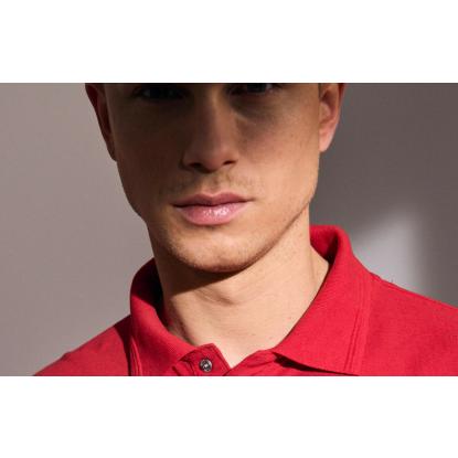 ID PRO Wear 0336 poloshirt med lange ærmer og trykknap, rød