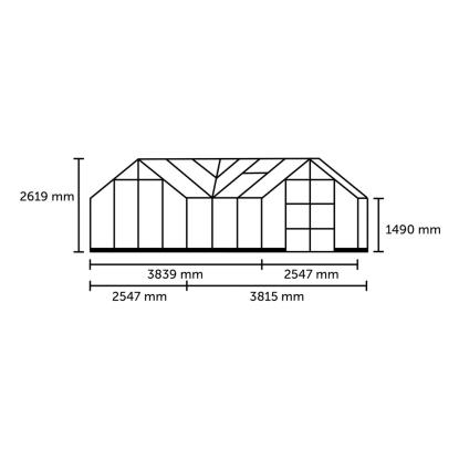 Halls Icon Gardenhouse 8 drivhus 13,0 m², sort, 3 mm hærdet glas