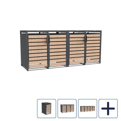 Westmann Lacina renovationsskjul med låger, stål, trælook/antracitgrå