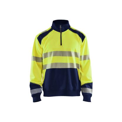 Blåkläder 3556 high vis sweatshirt half zip, hi-vis gul/marineblå