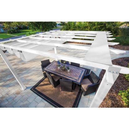 Paragon Outdoor Florenz 1116 pergola, aluminium, hvid, hvidt tekstil, 236 x 505 x 350 cm